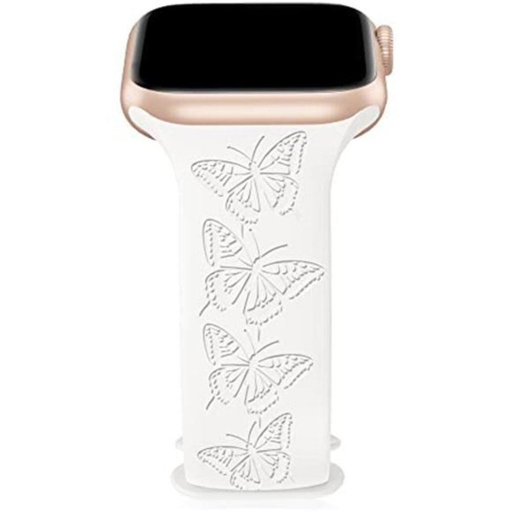 NEW White Engraved Butterfly Apple Watch Band